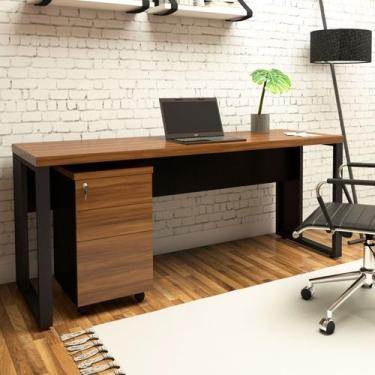Imagem de Mesa Escrivaninha Industrial 1,90m NG com Gaveteiro e Pés Metal - F5 O