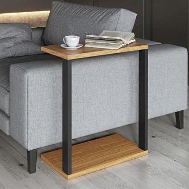 Imagem de Mesa Lateral Retangular para Sofá 100% MDF Design Industrial - Pradel 