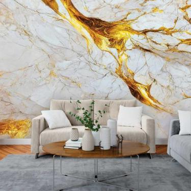 Imagem de Papel de Parede Painel 3D Mármore White Dourado Auto 3M Colante Laváve