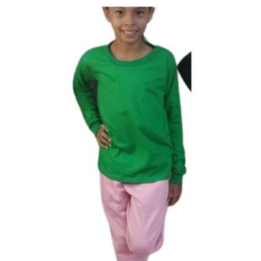 Imagem de Kit 3 Camiseta Básica infantil Menino e Menina Unisex  Manga Longa 100