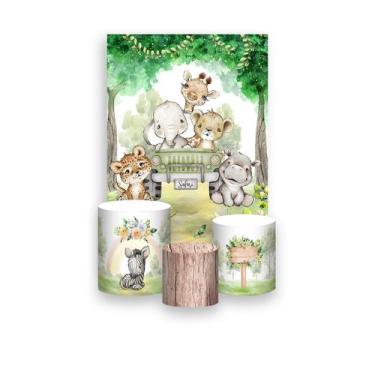 Imagem de Painel De Festa Vertical 1,50 x 2,20 + Trio De Capas Cilindro - Passei