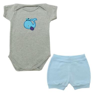 Imagem de Conjunto Body Manga Curta Baleia + Shorts - Rovidas Confecções, P, Cin