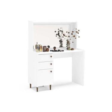 Imagem de Penteadeira Politorno Luisiana 1 Porta e 2 Gavetas Branco, Branco
