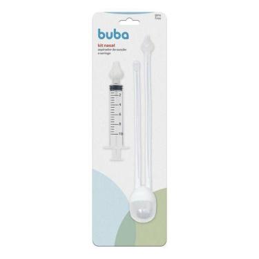 Imagem de Kit Aspirador Nasal Bebê Seringa Lavador Nasal Buba Sucção , Branco