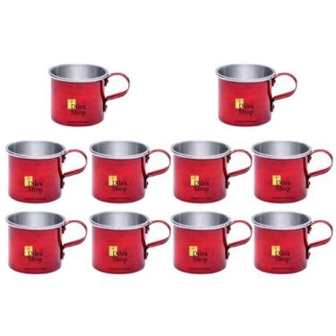 Imagem de Kit 10 Canecas Coloridas Xícaras Retrô Em Alumínio Café Chá - DI ALUMÍ