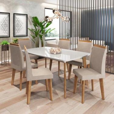 Imagem de Conjunto de Mesa de Jantar JAD 6 Lugares Com Vidro Modelo Retrô Com Pé