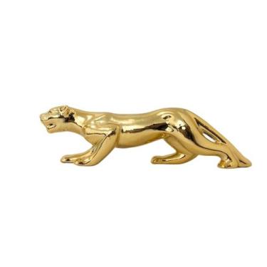 Imagem de Estátua Estatueta Decorativa - Leopardo Dourado 22,5cm - Enfeite para 