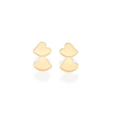 Imagem de Brinco coração duplo folheado a ouro - tam.único 526977 - rommanel