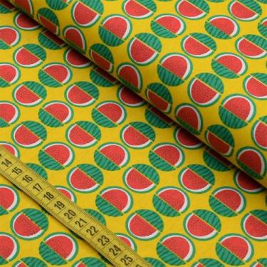 Imagem de Tecido Estampado para Patchwork - Tropical Fruits : Melância Fundo Ama