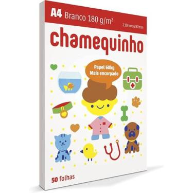 Imagem de Papel Sulfite A4 Chamequinho, 180 gramas, Branco, 50 Folhas - Chamex