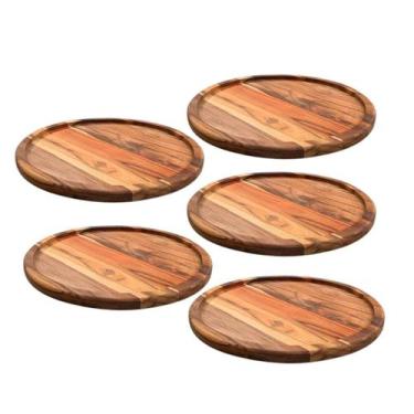 Imagem de Kit 5 Tábuas Suportes De Madeira 35Cm Para Cortar E Servir Pizzas - Br