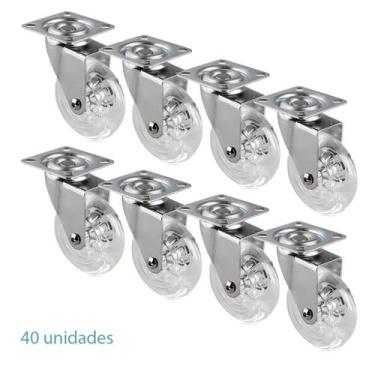 Imagem de 40 Rodizio Giratório Gel Silicone Transparente 75mm S/Trava - Desicon