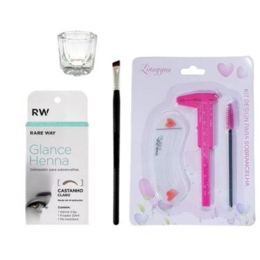 Imagem de Kit Henna Glance Sobrancelha Pincel Paquímetro Escova Dappen Profissio