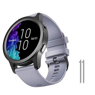 Imagem de NotoCity Pulseira de relógio Garmin Venu/Venu 2 Plus/Venu Sq/Venu Sq 2/Vivoactive 3, pulseira de silicone de liberação rápida de 20 mm para Forerunner 245/645, Vivoactive HR, Approach S40/S42, Small, Silicone