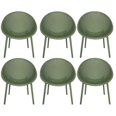 Imagem de Kit 6 Poltronas Área Externa de PP Marina com Base Desmontável Verde G56 - Gran Belo