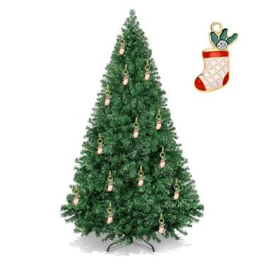 Imagem de Woxidzyx Presentes de Natal, pingentes de Natal para artesanato de joias, luvas e meias de Natal, guarda-chuva de Natal, boneco de neve, Papai Noel, alce de Natal, Small, Metal, Ágata