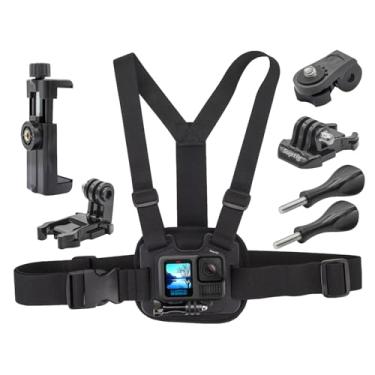 Imagem de Suptig Suporte no peito, alça ajustável no peito, material respirável para GoPro Hero 13/12/11/10/9/8/7/6/5/4/3/Session/+ e mais câmeras de ação, AKASO, DJI osmo e mais, preto