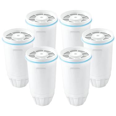 Imagem de Sistema de filtragem de resina de filtro de água de substituição 0 TDS 0 vazamento, compatível com jarra e dispensador de água zero, reduz chumbo/cromo/PFOA/PFOS (pacote com 6 da TOMOON)