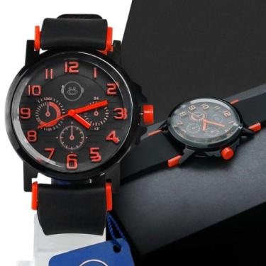 Imagem de Relogio Masculino silicone analogico preto luxo nota fiscal - Orizom