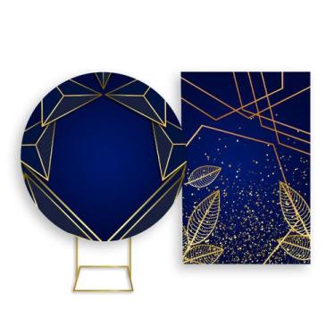 Imagem de Painel De Festa Redondo 1,50x1,50 + Painel Vertical 1,50x2,20 - Azul c