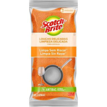 Imagem de Fibra Esponja Louças Delicadas Limpar Sem Riscar 3 Un - Scotch-Brite