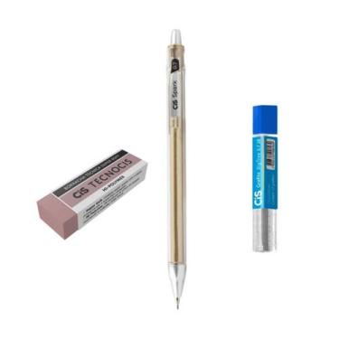 Imagem de Kit Lapiseira Spark 0.7mm Ouro Metálico + Grafite + Borracha - CIS