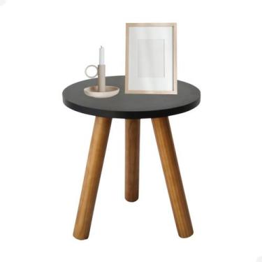 Imagem de Mesa de Canto Redonda Pé Palito Retro Apoio de Sofa Decoração MDF - Be