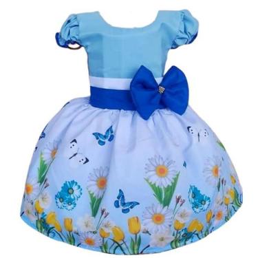 Imagem de Vestido Temático Festa Floral Azul e Branco - NALU_KIDS, 6, Azul