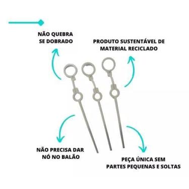 Imagem de Suporte haste/vareta 35 cm p/ balão bexiga  c/ 100 unid - LUALUE