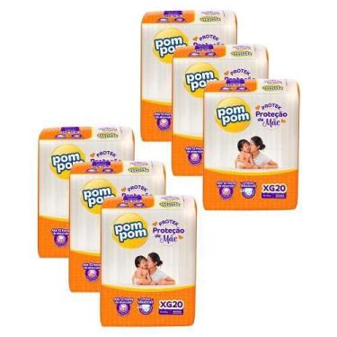 Imagem de KIT 6 FRALDAS POMPOM PROTEK PROTEÇÃO DE MÃE XG / 20 = 120 un
