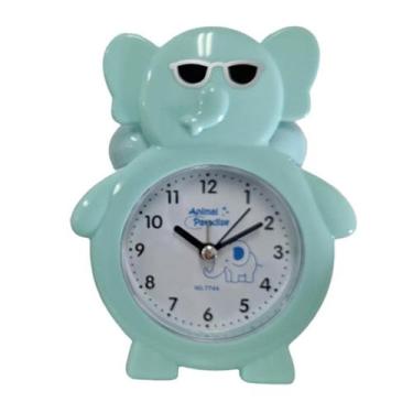 Imagem de Relógio Despertador Plástico Infantil Elefante - DY, Azul