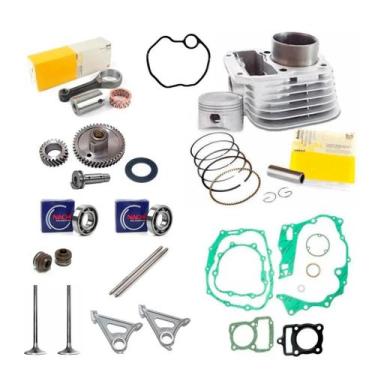 Imagem de Kit Cilindro Cg 125 Titan 2000 Até 2001 Rolamentos Comando - METAL LEV