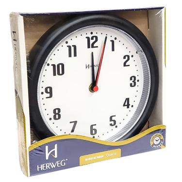 Imagem de Relógio de Parede Herweg Quartz Analógico Redondo Preto 6102 - 034