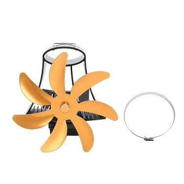 Imagem de Ventilador de fogão a lenha Vomeko, ventilador de lareira de tubo, ventilador de fogão de 7 lâminas, ventilador de lareira pendurado na chaminé, motores silenciosos de chaminé (Ouro)