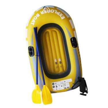 Imagem de Dynwave Caiaque inflável, barco inflável com suportes para remos, flutuadores de lago, de PVC, barco ao ar livre para pesca em rios, Pequeno Tem Remos