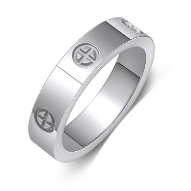 Imagem de Yifnny Anéis de Amor, Anel de Aço Inoxidável Casal Amizade Anéis Cruz Moda Anéis Design Parafuso Anel de Promessa Casamento Dia das Mães Joias para Mulheres Homens, 8, Metal, não sabe