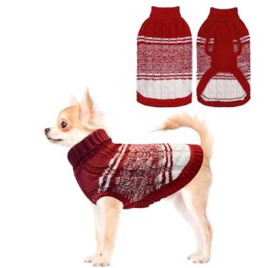 Imagem de Mihachi Suéteres para cães pequenos e médios para meninas e meninos, camisa macia e quente, casaco de cachorro para clima frio, pulôver de malha com gola rolê, roupas de cachorro com orifício para
