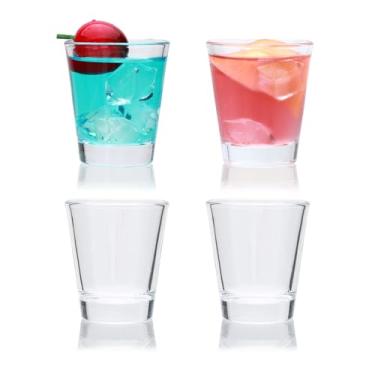 Imagem de Conjunto de 4 copos de shot, vidro transparente, conjunto a granel com base pesada, copos redondos de 47 g para vodca, tequila, licores, bebidas espirituosas, bar doméstico, restaurantes
