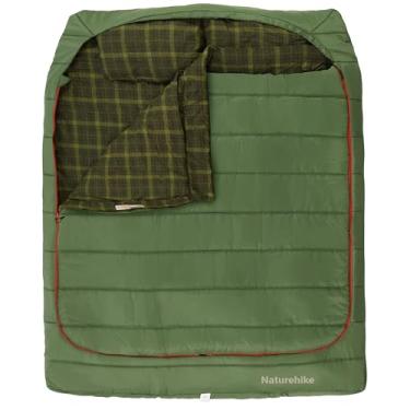 Imagem de Naturehike Saco de dormir para duas pessoas de flanela de 0 graus e 40 graus com travesseiros para adultos, casais e família, saco de dormir duplo de largura dupla para 2 pessoas para todas as