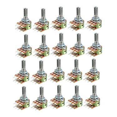 Imagem de uxcell WH148 Resistores variáveis de 100 K Ohm com dupla volta rotativa de filme de carbono, potenciômetro cônico, 20 peças