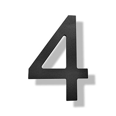 Imagem de Números de casa de aço inoxidável - Número de endereço residencial flutuante de 15 cm de altura, à prova de ferrugem, acabamento preto elegante (número 4)