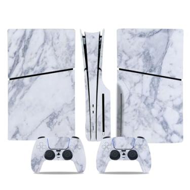 Imagem de Skin Sticker Compatible with PS5 Slim Disc Console, Vinyl Decal Protective Cover for Wireless Controller (Light Grey)