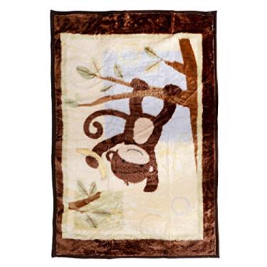 Imagem de Cobertor macio de lã de pelúcia – Cobertor leve de berço para espreguiçadeira de bebê – Cobertor infantil aconchegante e aconchegante para creche, 109 x 76 cm (macaco marfim)