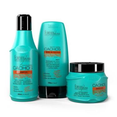 Imagem de Kit Cachos com Shampoo, Máscara 250g e Creme de Pentear Forever Liss