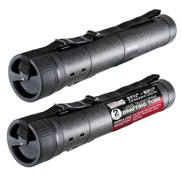 Imagem de U.S. Art Supply Tubo de desenho telescópico grande (pacote com 2) - 13 cm de diâmetro externo/12,7 cm interno, expande 80 cm a 130 cm, proteção durável com alça de ombro - ideal para pôsteres,