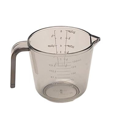 Imagem de Copo de medição de plástico grosso de boca larga para cozinha e casa, conjunto de 4 peças, copo de medição transparente de plástico PS barril 150/300/600/1000 ml copo de balança de cozinha (marrom)