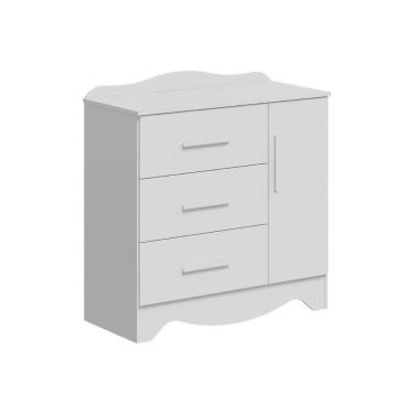 Imagem de Cômoda Bebê Clara C- 1 Porta Lisa E 3 Gavetas Branco - Peroba