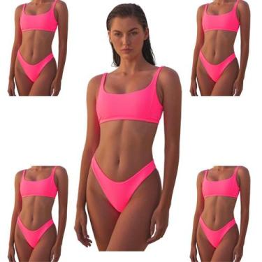 Imagem de Biquini Feminino Fio Dental Cintura Alta Asa Delta Top Verão Efeito Li