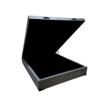 Imagem de Cama Box Casal Com Baú Bipartido Suede Cinza Blindado RC - Real Comfor