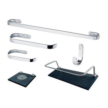 Imagem de 1 Kit Para Banheiro Ônix 2 Fumê - Porta Shampoo 10x50 - DIRETOO